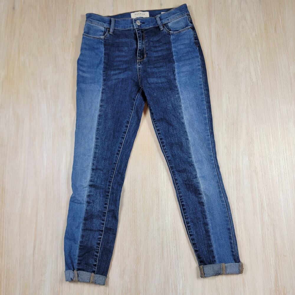 PACSUN Two Tone High Rise Ankle Jegging Skinny Casual Y2K Bold Denim Jeans 25